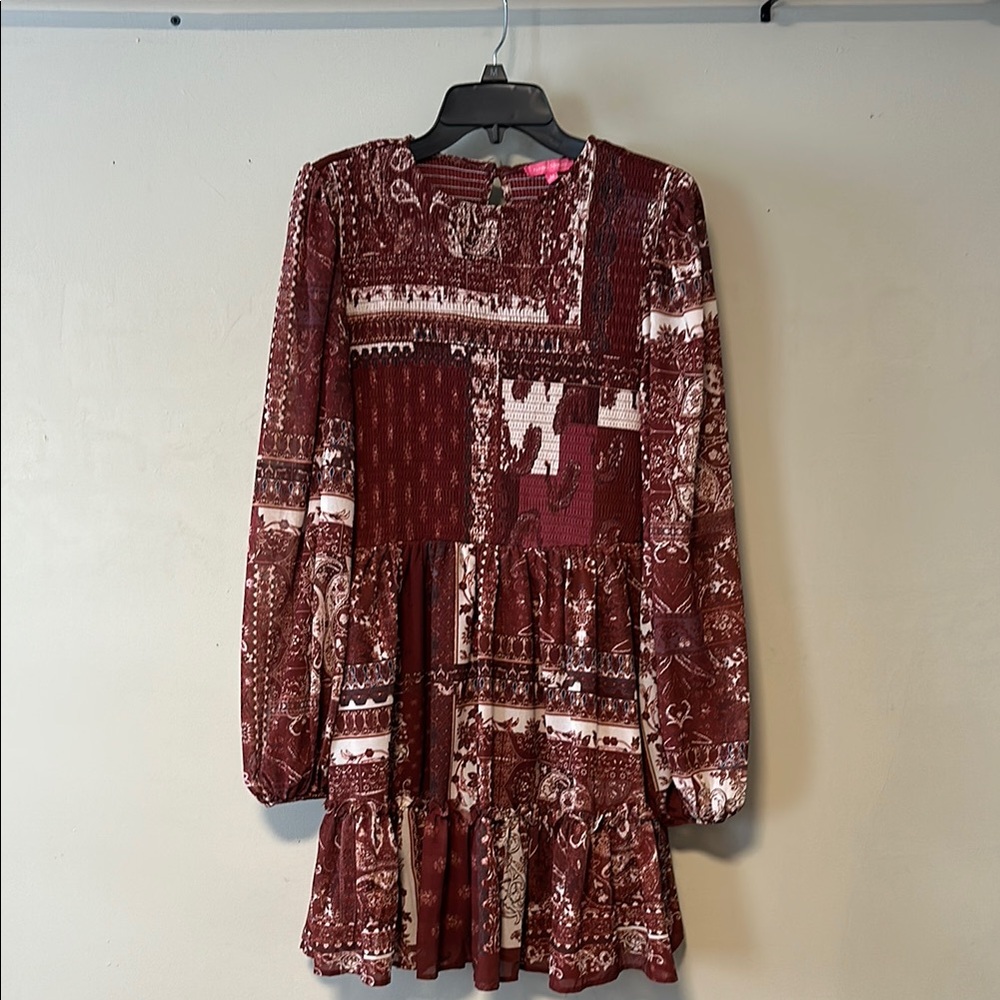 Flying Tomato, Bohemian Patchwork Long Sleeve Dress